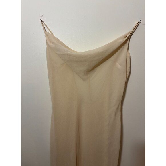 Vintage Victoria Secret Beige Lingerie Slip Dress w Low Back Tie Detail & Cowl N - Picture 1 of 10
